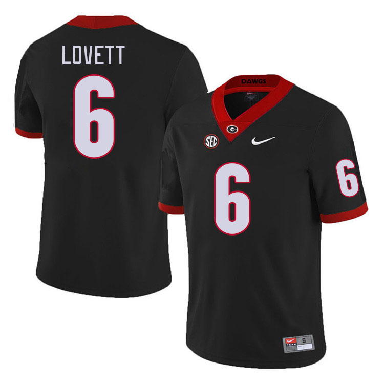 #6 Dominic Lovett Georgia Bulldogs Jerseys Football Stitched-Retro Black